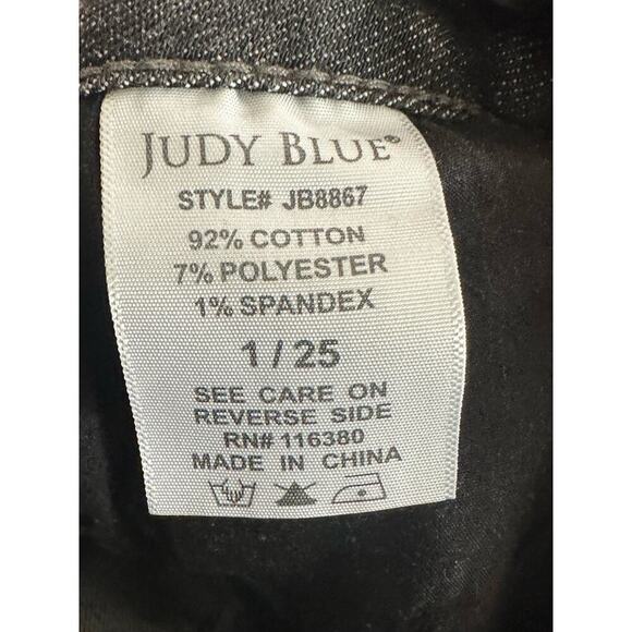 JUDY BLUE Distressed Boyfriend Fit Charcoal Gray Bleach Splatter Jeans - Sz 1/25 - Picture 6 of 7